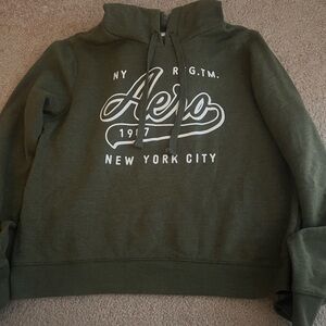 Aeropostale olive green and white hoodie.